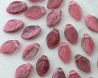 12x7mm Side Drilled Leaf Beads Pink Fuchsia Petals Czech Glass Pressed Glass 0EVE2701