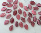 12x7mm Side Drilled Leaf Beads Pink Fuchsia Petals Czech Glass Pressed Glass 0EVE2701