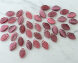 12x7mm Side Drilled Leaf Beads Pink Fuchsia Petals Czech Glass Pressed Glass 0EVE2701