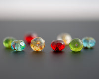 6x8mm Rondelle Beads Mixed Lot Picasso Beads - Clear Picasso, Aqua Picasso, Green Picasso and Red Picasso Fire Polished Czech Glass Christmas Beads Mixed Bead Soup 0EVE1418