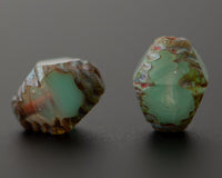 Bicone Beads Fancy Cut Antik Czech Glass 10x8mm Seafoam Green & White Blended Glass Picasso Beads 0EVE1272