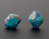 Bicone Beads 8x6mm Czech Glass Antik Fancy Cut Turquoise and Aqua Mixed Glass with Silver Edge 0EVE1881