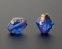 Bicone Beads 8x6mm Czech Glass Antik Fancy Cut Sapphire Blue with Gold Edge 0EVE1285