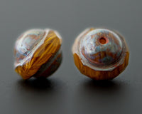 Saturn Beads / Orbit Beads 8x10mm Czech Glass Dandelion Yellow with Picasso Finish 0EVE1443