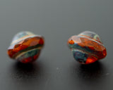 Saturn Beads / Orbit Beads 8x10mm Czech Glass Burnt Sienna Orange with Picasso Finish 0EVE1450