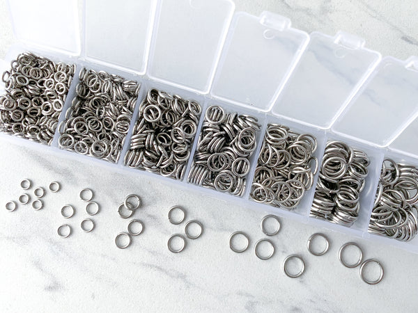 Jump Rings Bulk 304 Stainless Steel 1410 Piece Mixed Lot 4mm 5mm 6mm 7mm 8mm 9mm 10mm Open Jump Ring Jewelry Findings Assorted Size 0EVE1521